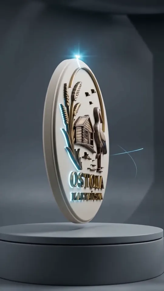 Animowane logo 3D Ostoi Maltańskiej obracające się na podstawce