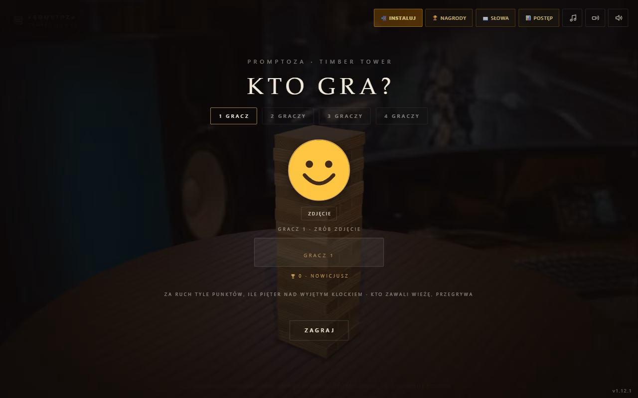 Gra online Timber Tower — wieża z drewnianych klocków dla 1–4 graczy