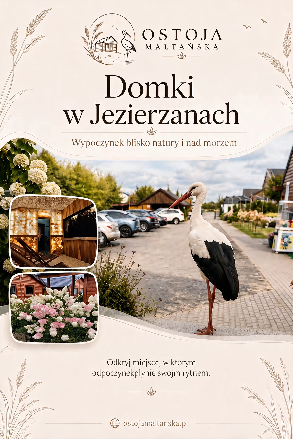 Plakat reklamowy domków letniskowych nad morzem