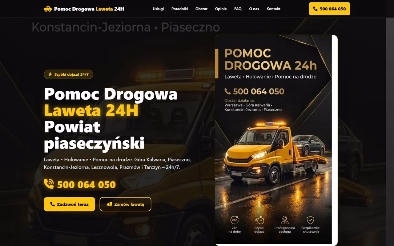 Projekt strony internetowej dla pomocy drogowej